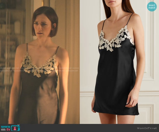 La Perla Maison Embroidered Lace-Trimmed Silk-Satin Chemise worn by Kate (Charlotte Ritchie) on You