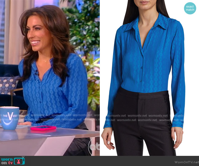 L'Agence Holly Printed Blouse worn by Alyssa Farah Griffin on The View