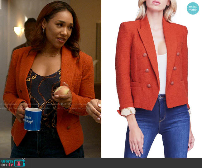 L'Agence Brooke Blazer in Clay & Dark Champagne Lasso Chain worn by Iris West (Candice Patton) on The Flash