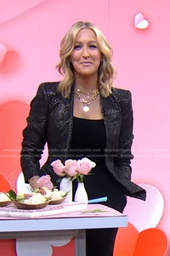 Lara’s black metallic blazer on Good Morning America
