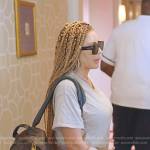 Larsa’s logo print tee and backpack on The Real Housewives of Miami