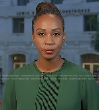 Blayne Alexander’s green pintuck top on Today