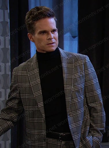 Leo’s grey grid check blazer on Days of our Lives