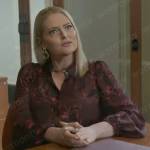 Lexi’s burgundy floral blouse on Not Dead Yet