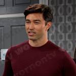 Li Shin’s burgundy print sweater on Days of our Lives