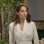 Lily’s white dress with ruffle front on The Young and the Restless