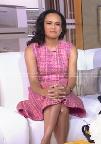 Linsey Davis’s pink tweed dress on Good Morning America