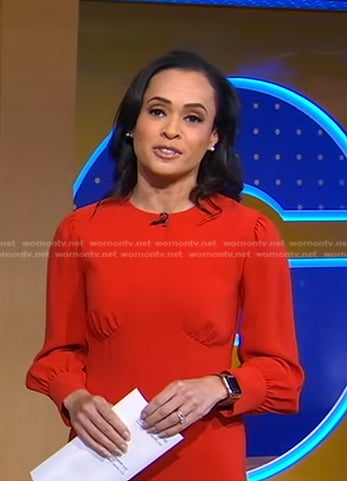 Linsey’s red seamed dress on Good Morning America