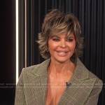 Lisa Rinna’s plaid blazer jacket and skirt on E! News