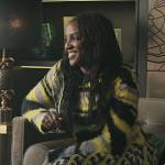 Blessing’s abstract print fuzzy sweater on You