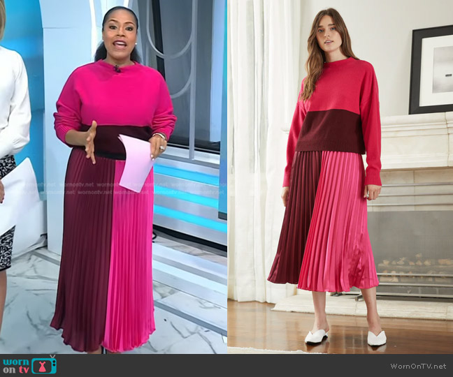 Lucy Paris Frances Color Block Sweater worn by Sheinelle Jones on Today