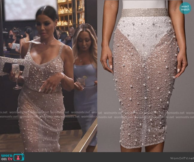 Jlux Pearl Skirt worn by Mia Thornton on The Real Housewives of Potomac