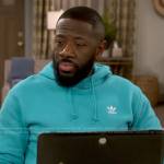Malcolm’s turquoise Adidas hoodie on The Neighborhood