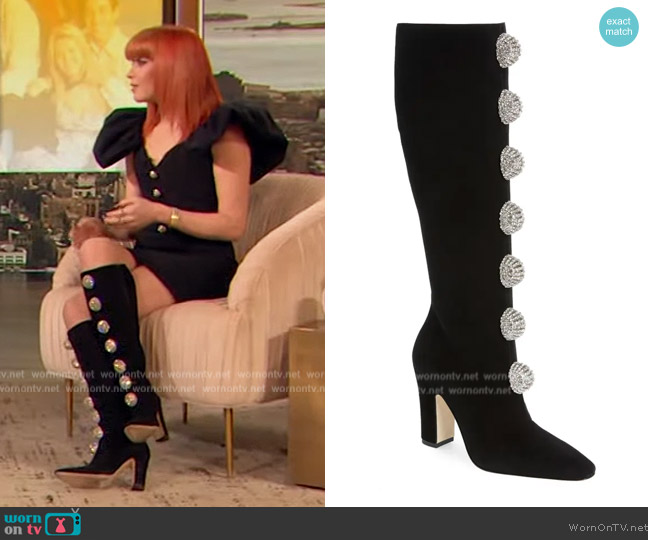 Manolo Blahnik Bobola Knee High Boot worn by Natasha Lyonne on The Drew Barrymore Show