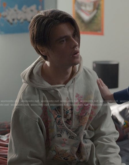 Marcus’s cat hoodie on Ginny & Georgia