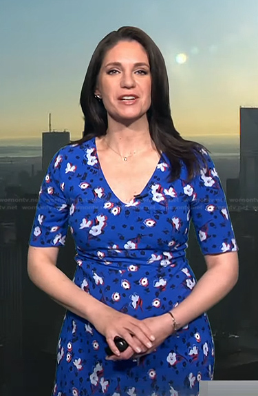 Maria’s blue floral v-neck dress on Today