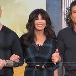 Marie Osmond’s navy plaid shirtdress on Access Hollywood