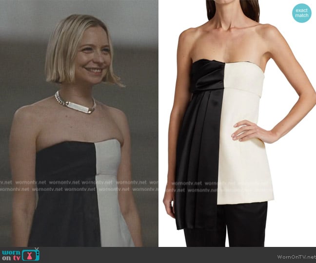Marina Moscone Patchwork Satin Bustier Top worn by (Annabelle Dexter-Jones) on Succession