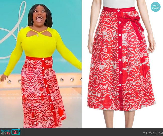 Marrisa Wilson Mimi Abstract Pleated Midi Skirt worn by Sherri Shepherd on Sherri