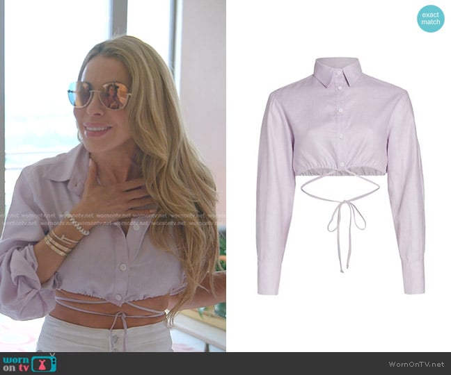 Matthew Bruch Cropped Button Down Shirt worn by Lisa Hochstein (Lisa Hochstein) on The Real Housewives of Miami