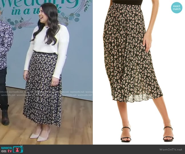 Max Studio Pleated Skirt worn by Gabriella Rello Duffy on Good Morning America