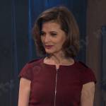 Megan Hathaway’s burgundy half-zip dress on Days of our Lives