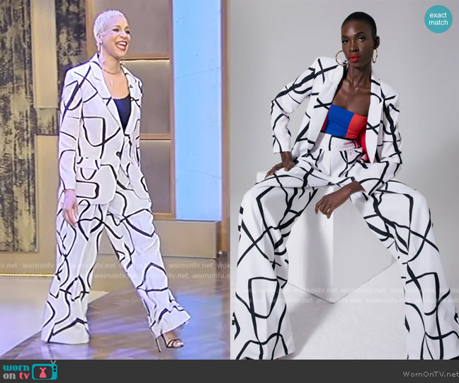 Megan Renee Scribble Print Blazer worn by Brandice Daniel on Tamron Hall Show