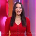Megan Ryte’s red ribbed button front dress on Good Morning America