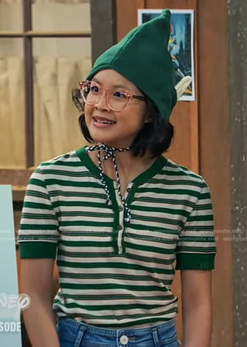 Megan’s green striped tee on Bunkd