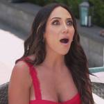 Melissa’s red bustier top with lace straps on The Real Housewives of New Jersey