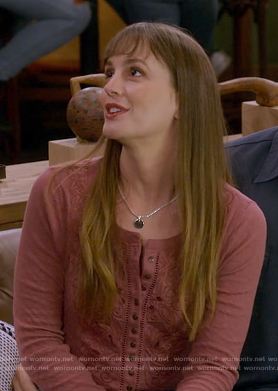 Meredith’s pink embroidered top on How I Met Your Father