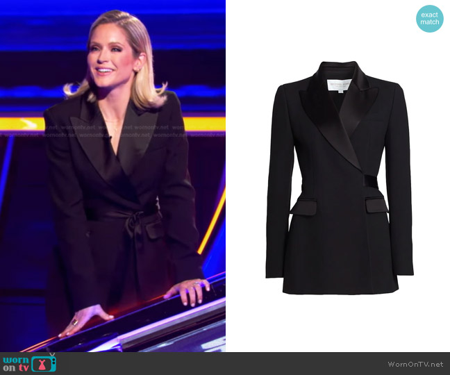 Michael Kors Self-Tie Wrap Blazer worn by Sara Haines on The Chase