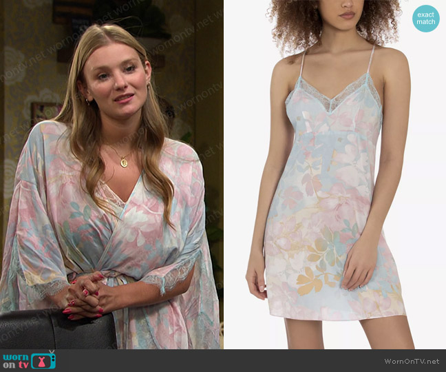 Midnight Bakery Nikki Sunrise Floral Chemise worn by Alice Caroline Horton (Lindsay Arnold) on Days of our Lives