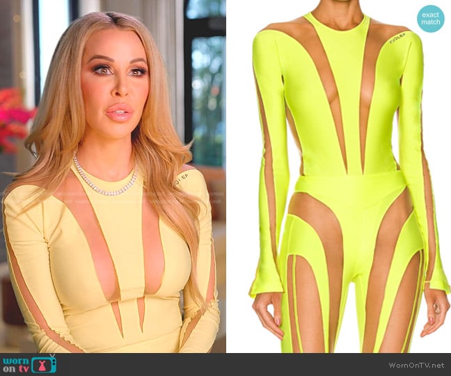 Mugler Sheer Tulle Bodysuit worn by Lisa Hochstein (Lisa Hochstein) on The Real Housewives of Miami