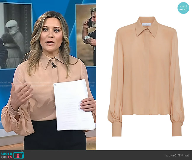 MVP Wardrobe Camicia Upper East Side Blouse worn by Erin McLaughlin on Today