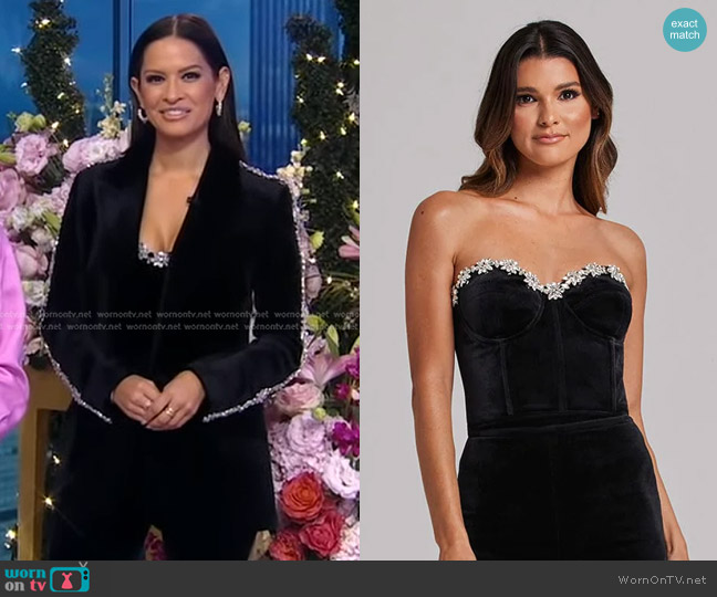 Nadine Merabi Davina Corset Top worn by Rocsi Diaz on Good Morning America