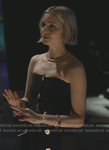 Naomi’s black off shoulder vest on Succession