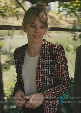 Naomi’s red tweed blazer on Succession