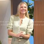 Amanda’s green short sleeve top and pants on The Talk