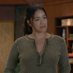 Nell’s olive green henley top on Not Dead Yet