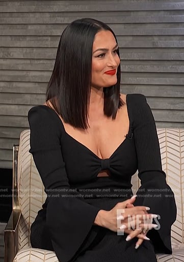 Nikki Bella’s black cutout dress on E! News