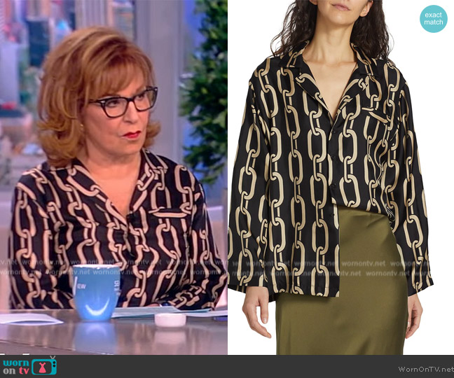 Nili Lotan Juste Chain-Print Satin Shirt worn by Joy Behar on The View