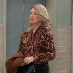 Nina’s leopard print tie neck blouse on General Hospital