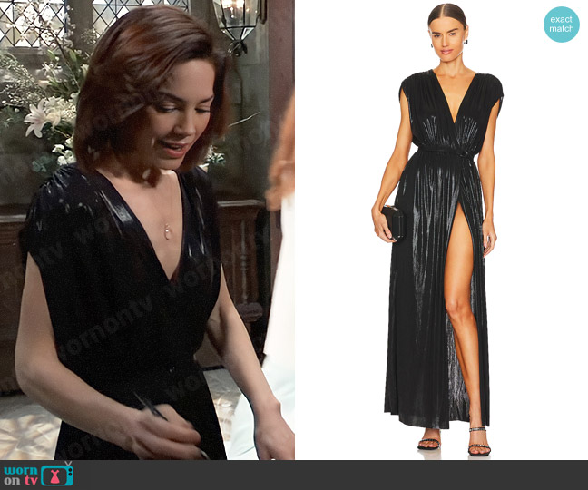 Norma Kamali Athena Gown worn by Elizabeth Webber (Rebecca Herbst) on General Hospital