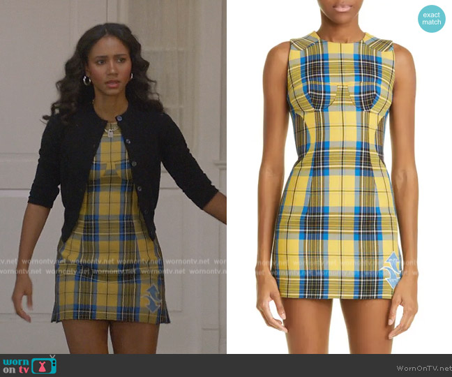 Off-White Gender Inclusive Check Bullet Wool Minidress worn by Layla Keating (Greta Onieogou) on All American
