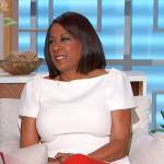 Pat Harvey’s white peplum top on The Talk