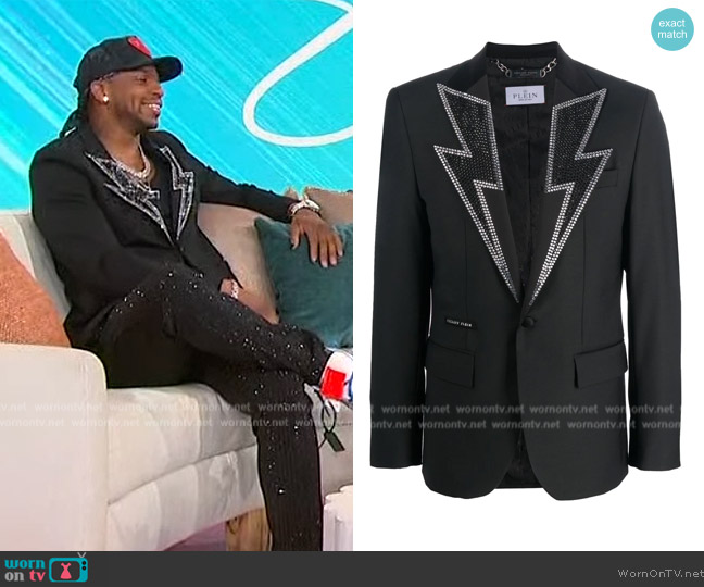 Philipp Plein Crystal-embellished single-breasted blazer worn by Sherri Shepherd on Sherri