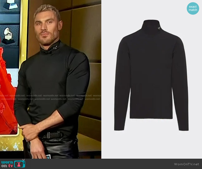 Prada Stretch Cotton Turtleneck worn by Chris Appleton on Access Hollywood