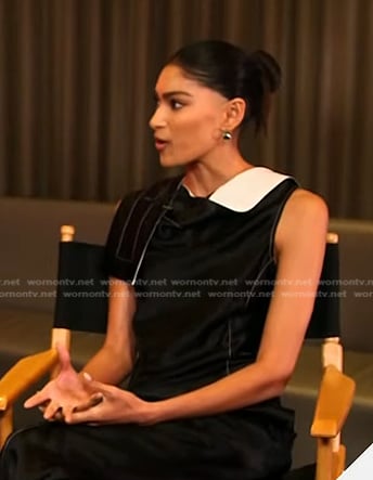 Pritika Swarup’s black sleeveless top on Today