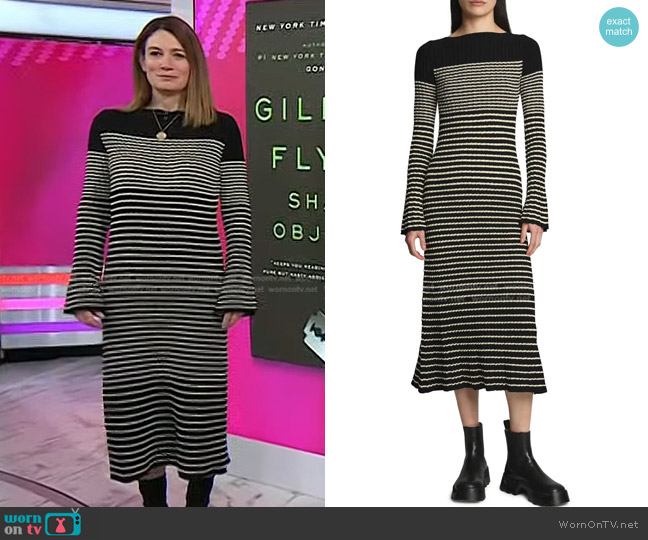 Proenza Schouler Boucle Mini Stripe Long Sleeve Sweater Dress worn by Gillian Flynn on Today